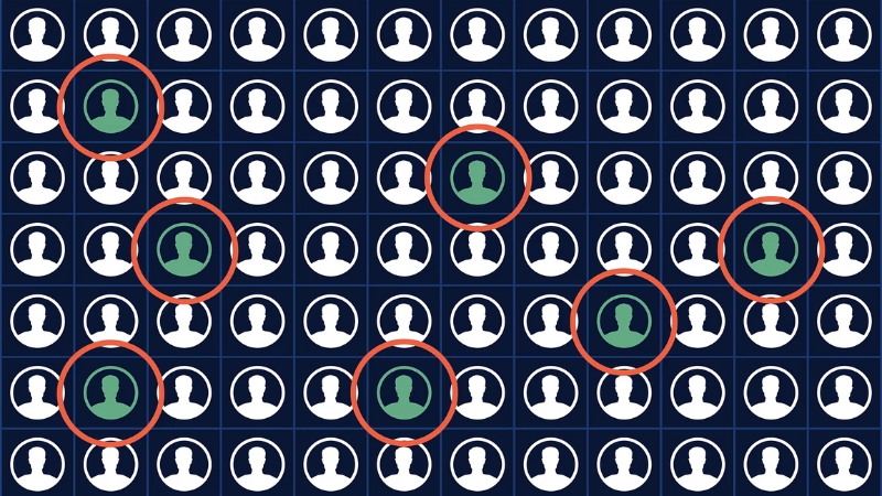 Illustration showing highlighted individuals to represent triggers of strategic inflection points in business and markets