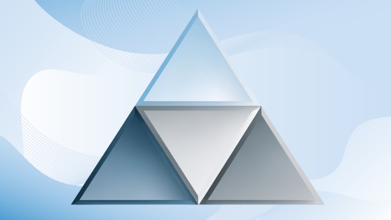 3D triangular diagram representing the Strategic Triangle Framework as a model for modern business strategy