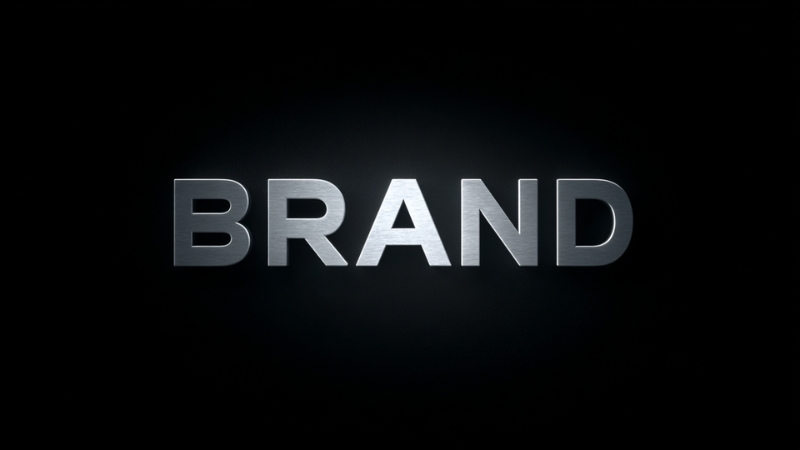 The word “BRAND” in metallic letters on a dark background
