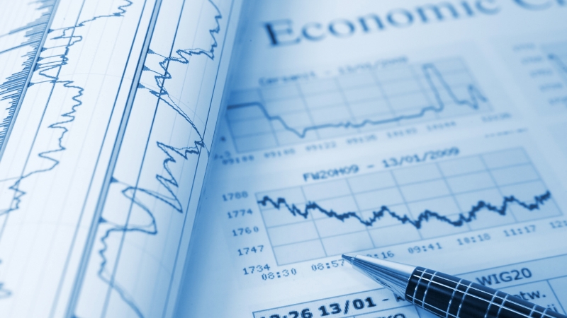 Economic data charts and reports illustrating how an economic engine drives business growth