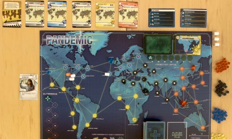 Pandemic board game on the table
