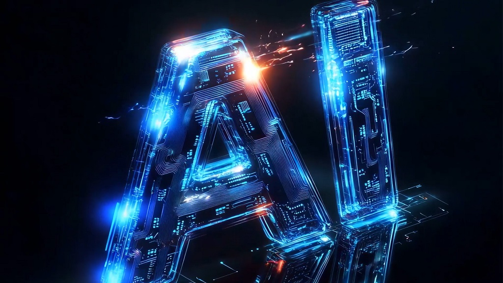 Futuristic AI technology graphic representing artificial intelligence and advanced digital innovation